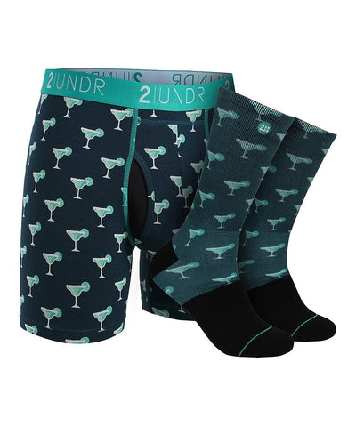 2UNDR margaritas Swing Shift Print Boxer Brief and Sock Pack