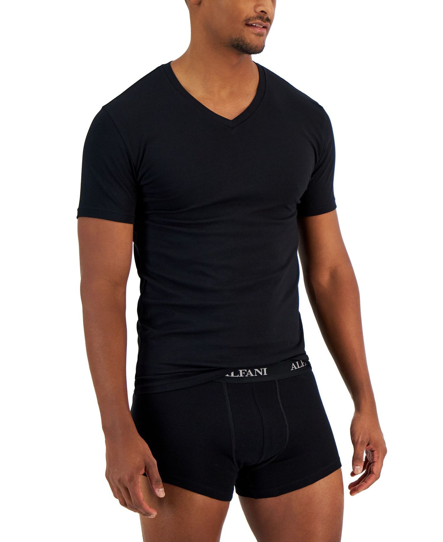 Alfani 4-Pk. Slim-Fit Solid V-Neck Cotton Undershirts