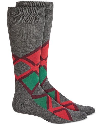 Alfani Argyle Socks Grey Red