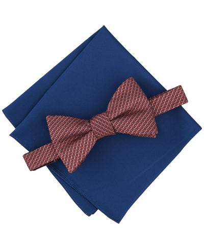 Alfani Galway Mini-Chevron Bow Tie & Solid Pocket Square Set