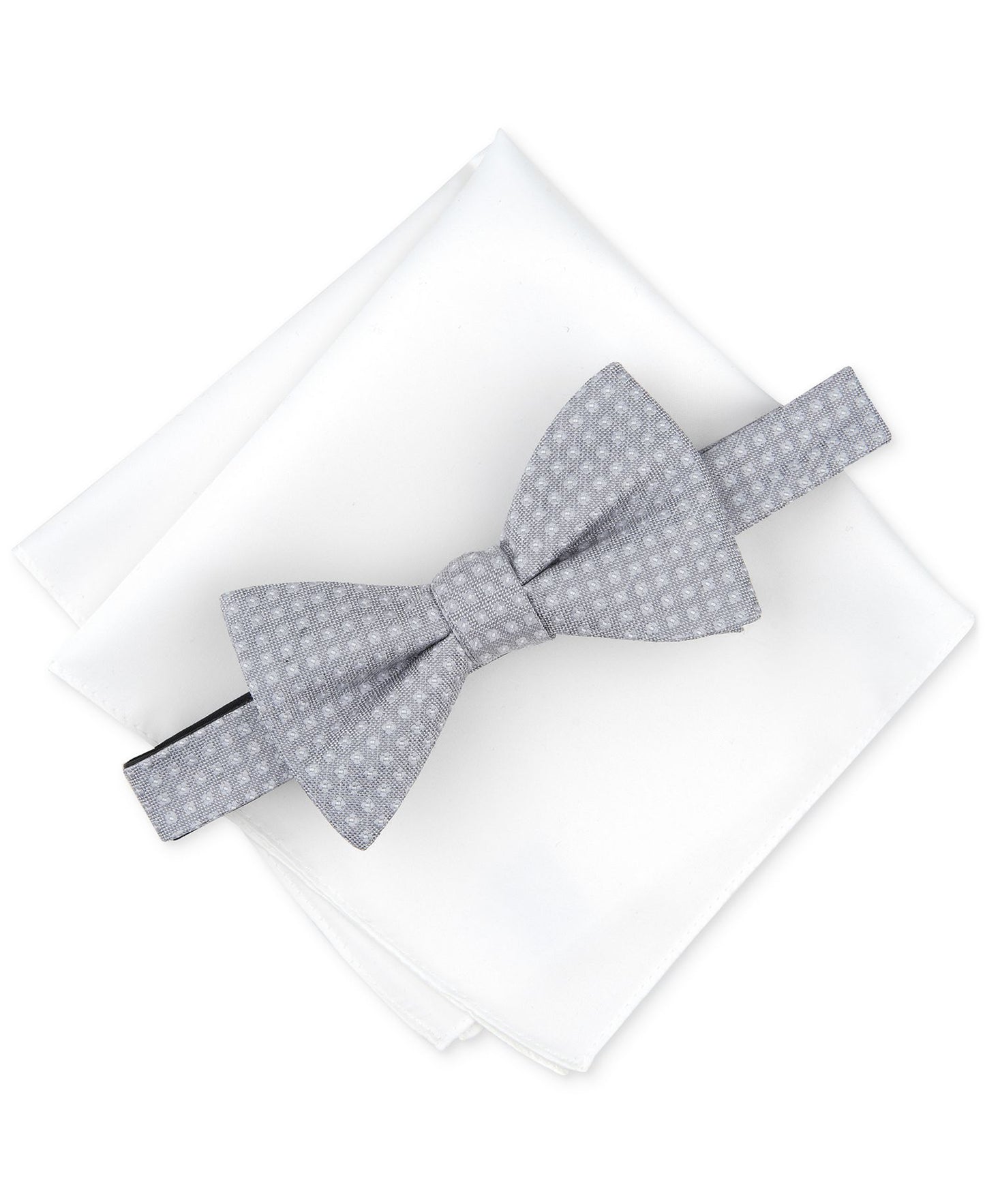 Alfani Hazel Square-Pattern Bow Tie & Solid Pocket Square Set