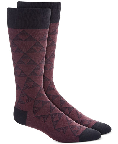 Alfani Linear Triangle Socks Red