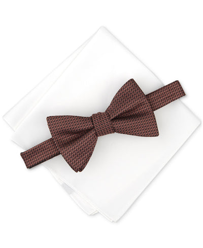 Alfani Mini-Vine Bow Tie & Solid Pocket Square Set