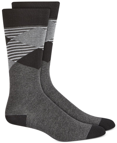 Alfani Oversized Striped Argyle Socks Grey
