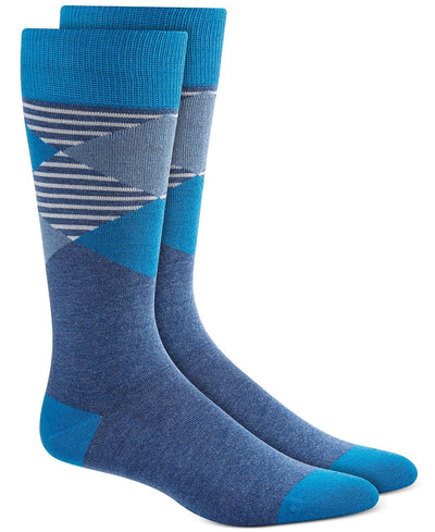 Alfani Oversized Striped Argyle Socks Navy Blue