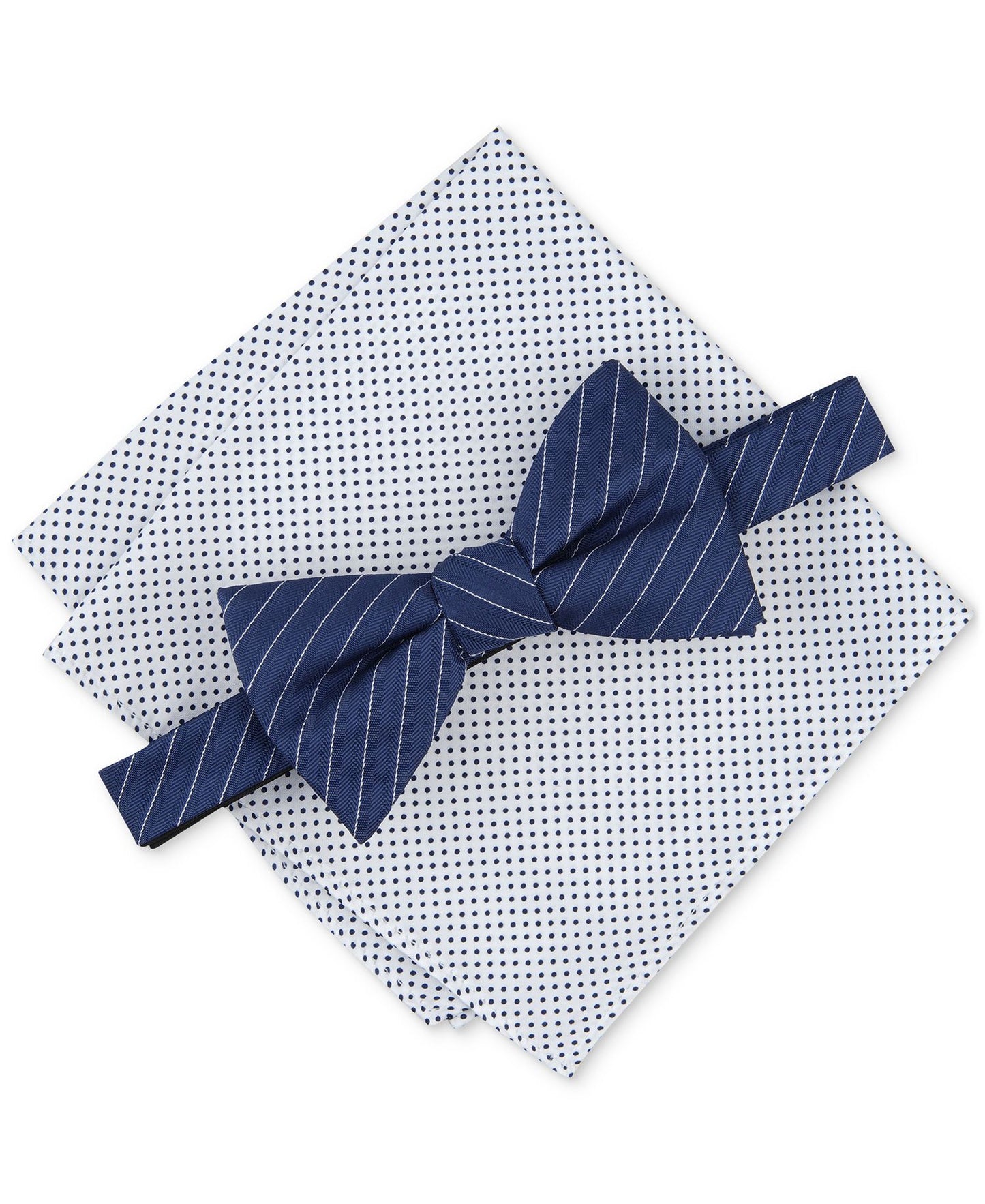 Alfani Ozark Stripe Bow Tie & Dot Pocket Square Set