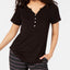 Alfani Super Soft Henley Pajama T-shirt Classic Black