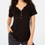 Alfani Super Soft Henley Pajama T-shirt Classic Black