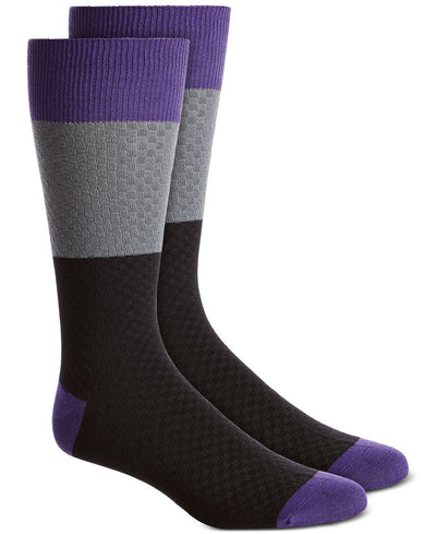 Alfani Textured Check Socks Grey