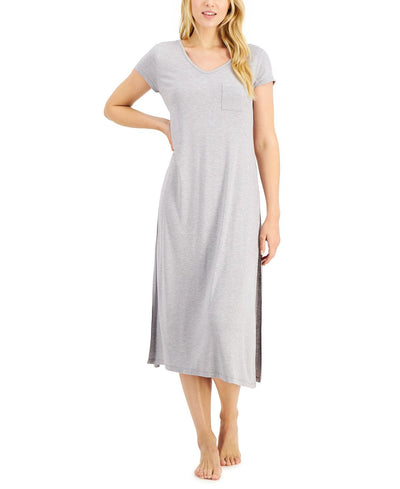 Alfani Ultra-soft Long Sleepshirt Nightgown Hy Grey Hthr