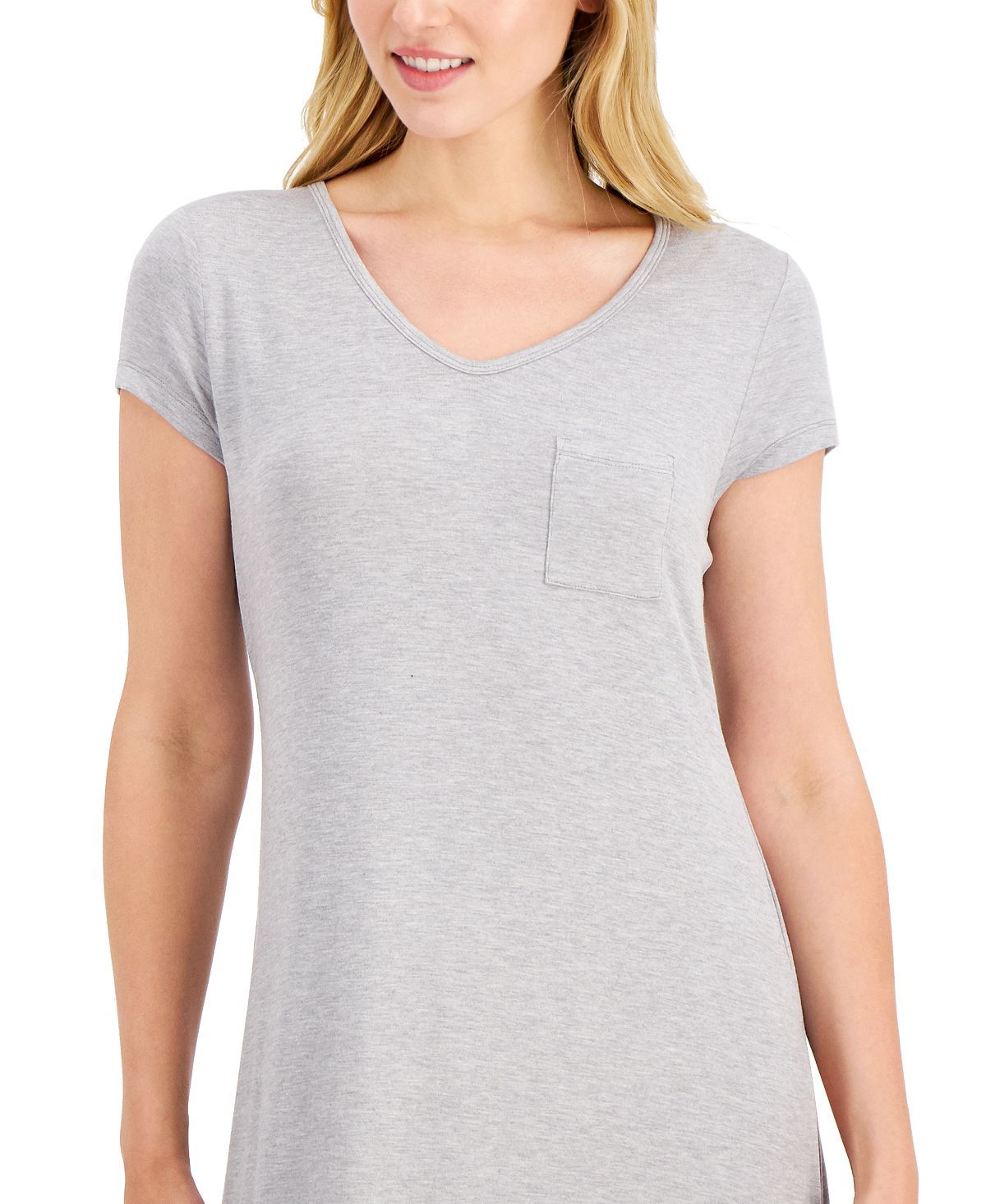 Alfani Ultra-soft Long Sleepshirt Nightgown Hy Grey Hthr