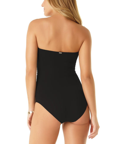 Anne Cole Twist-front Ruched One-piece Swimsuit Black