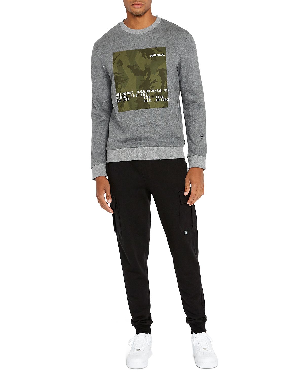 Avirex Camo Graphic Logo Sweatshirt Heather Grey