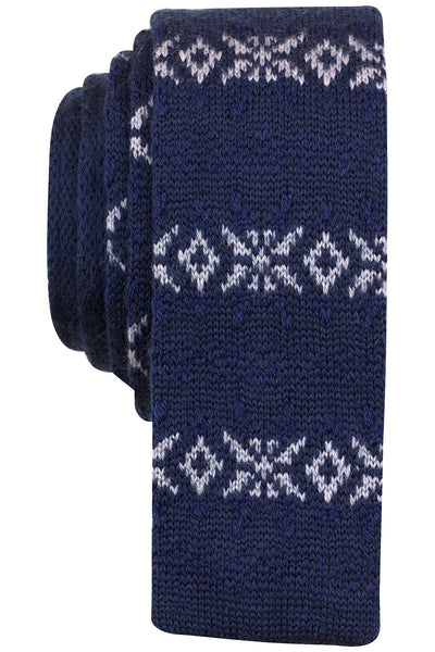 BAR III Navy/Grey Fair Isle Anderson Knit Skinny Tie