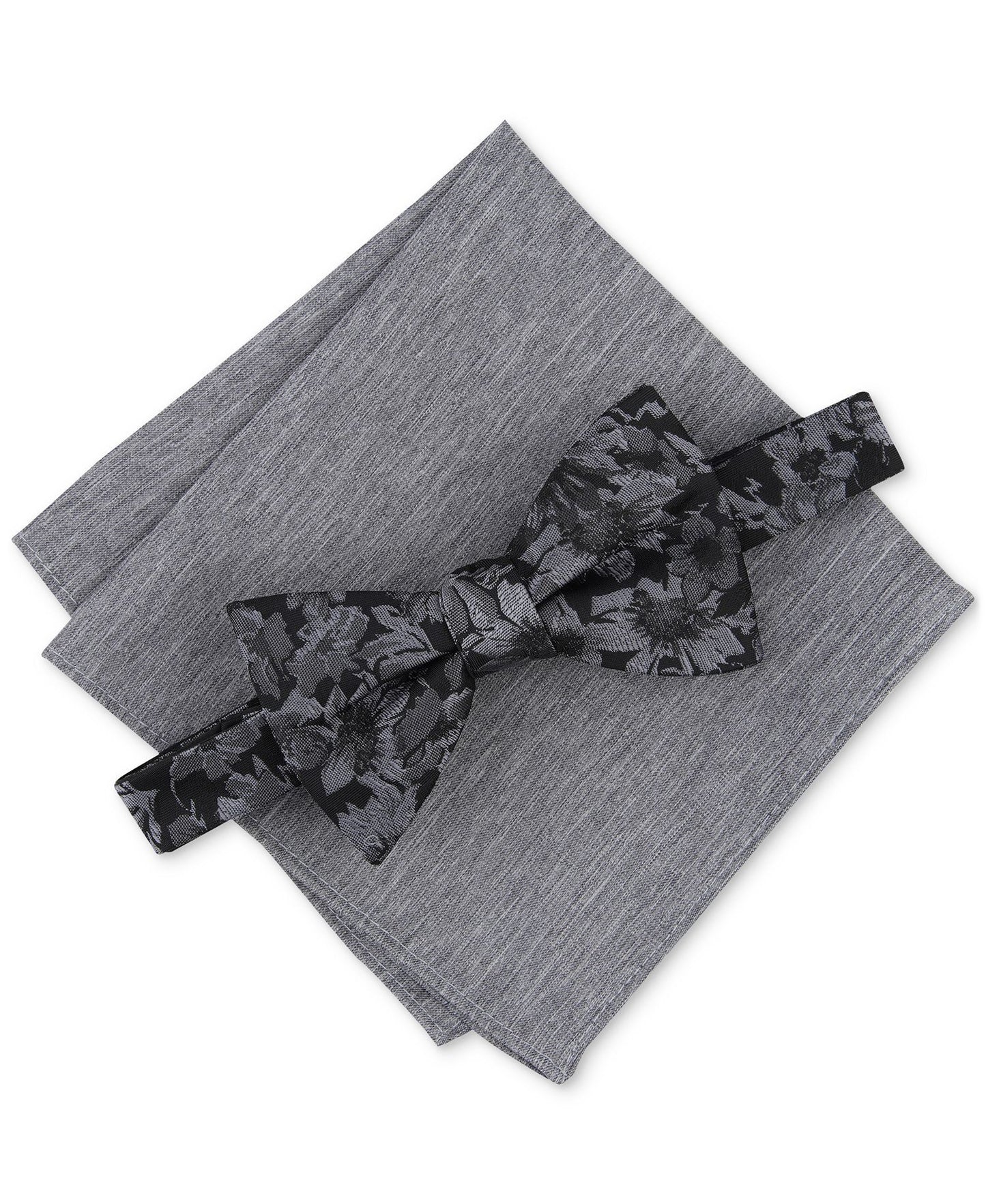 Bar III Malaga Floral Bow Tie & Solid Pocket Square Set