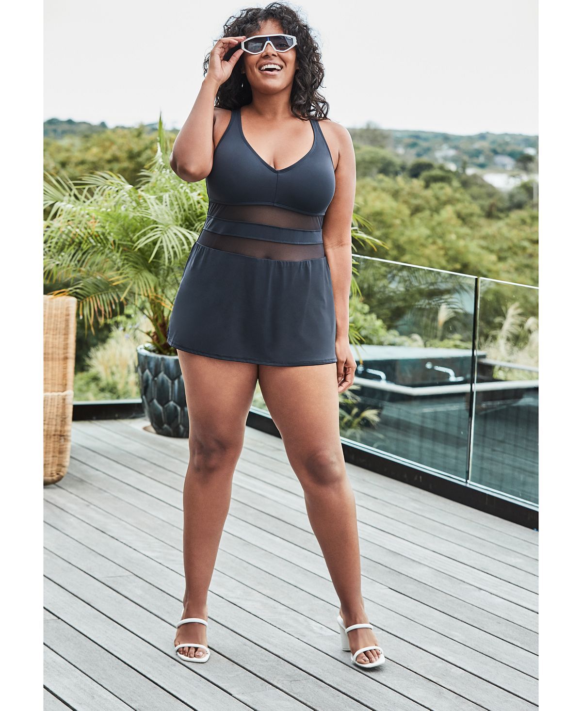 Bleu By Rod Beattie Bleu Rod Beattie Plus Dont Mesh With Me Solid Cross-back Swimdress Black