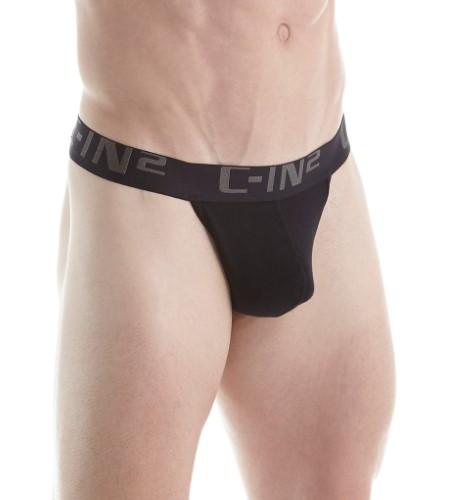 C-IN2 Black Core Y-Back Low Rise Cotton Thong