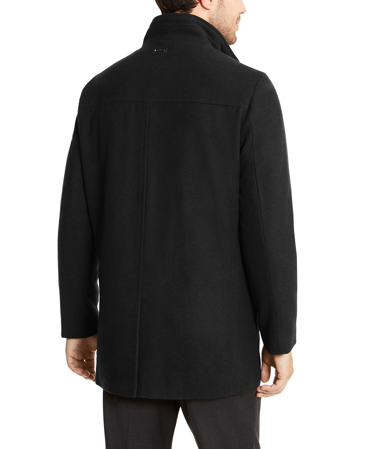 Calvin Klein Big & Tall Classic Wool Overcoat Black