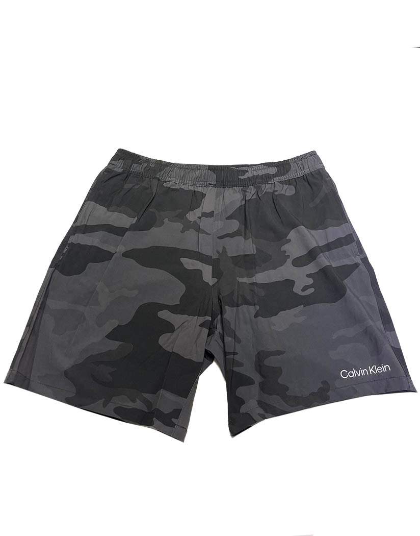 Calvin Klein Black Camo Hybrid Stretch Volley Solid 7" Swim Short
