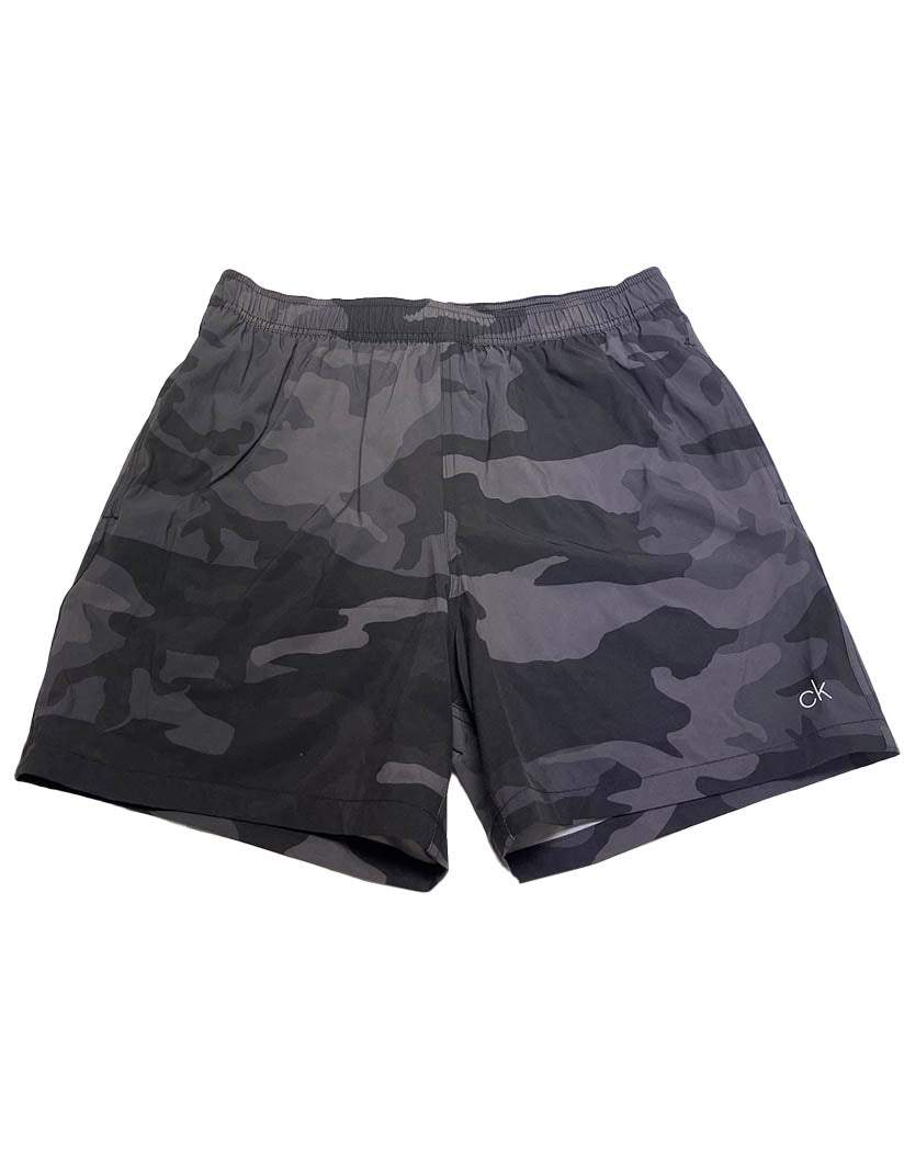 Calvin Klein Black Camo Stretch Euro Volley Solid 5" Swim Shorts