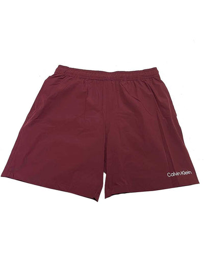 Calvin Klein Burgundy Hybrid Stretch Volley Solid 7" Swim Short