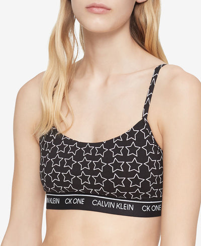 Calvin Klein Ck One Cotton Unlined Bralette Qf5727 Outline Star Print_black
