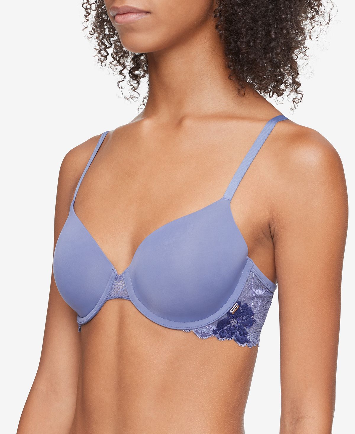 Calvin Klein Wo Perfectly Fit Flex Poppy Lightly Lined Perfect Coverage Bra Qf6625 Bleached Denim