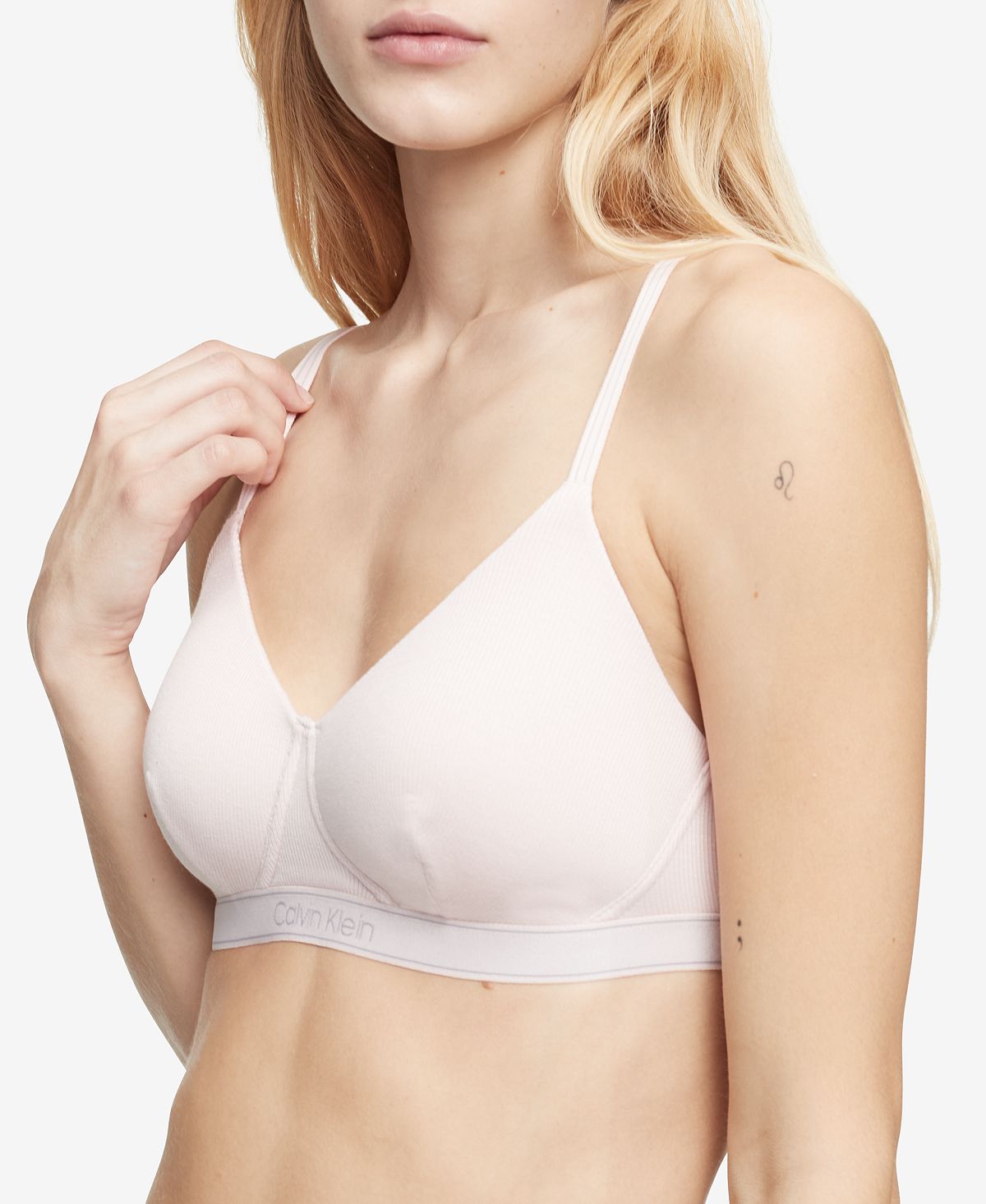 Calvin Klein Wo Pure Ribbed Light Lined Bralette Qf6439 Barely Pink