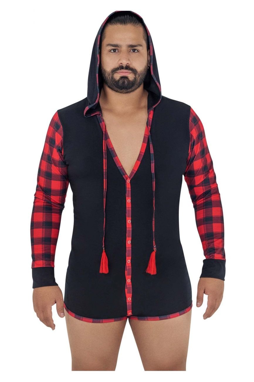 CandyMan Black 99575X Hoodie Bodysuit