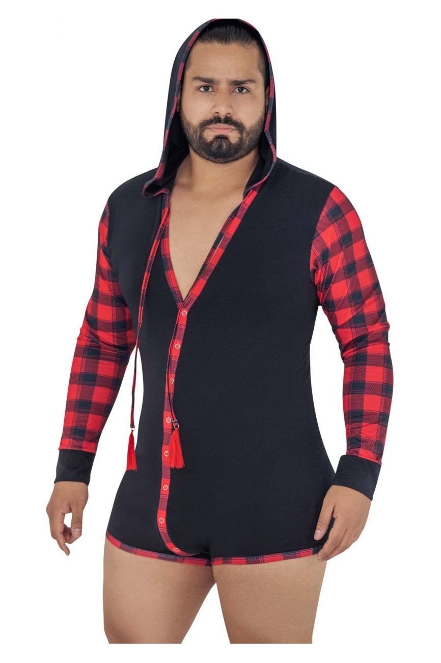 CandyMan Black 99575X Hoodie Bodysuit