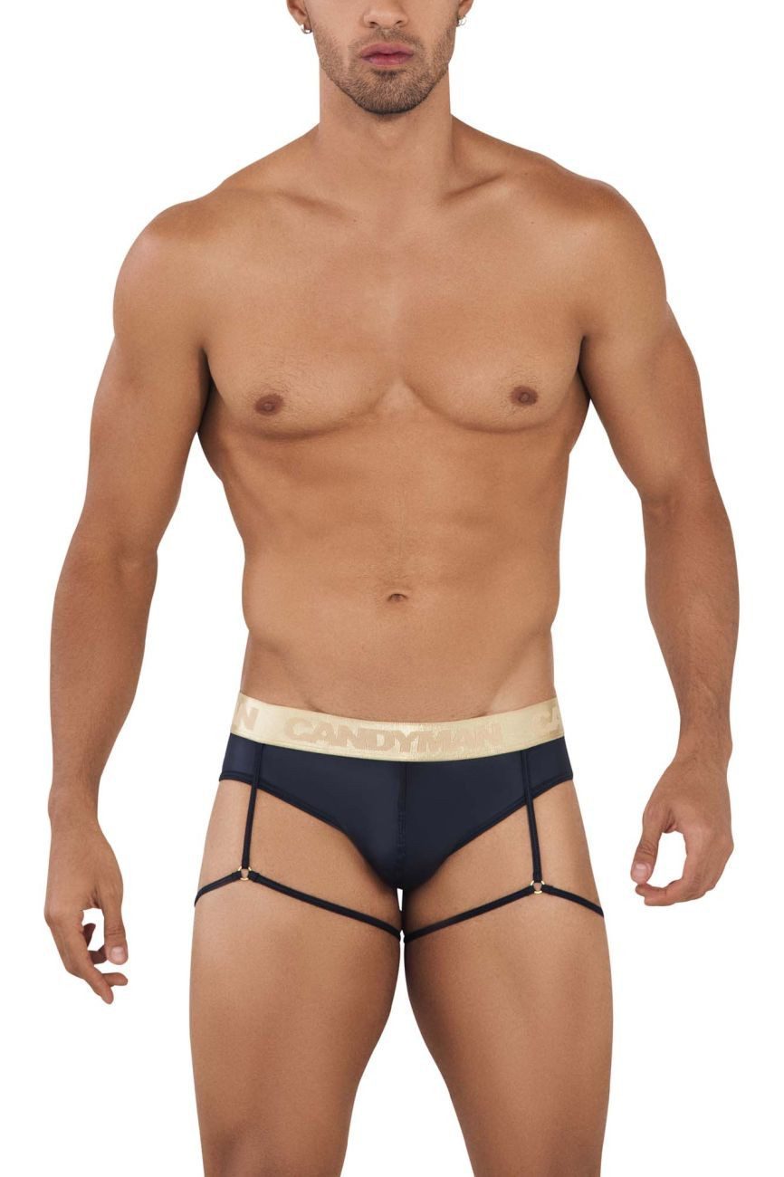 CandyMan Black 99722 Garter Mesh Brief
