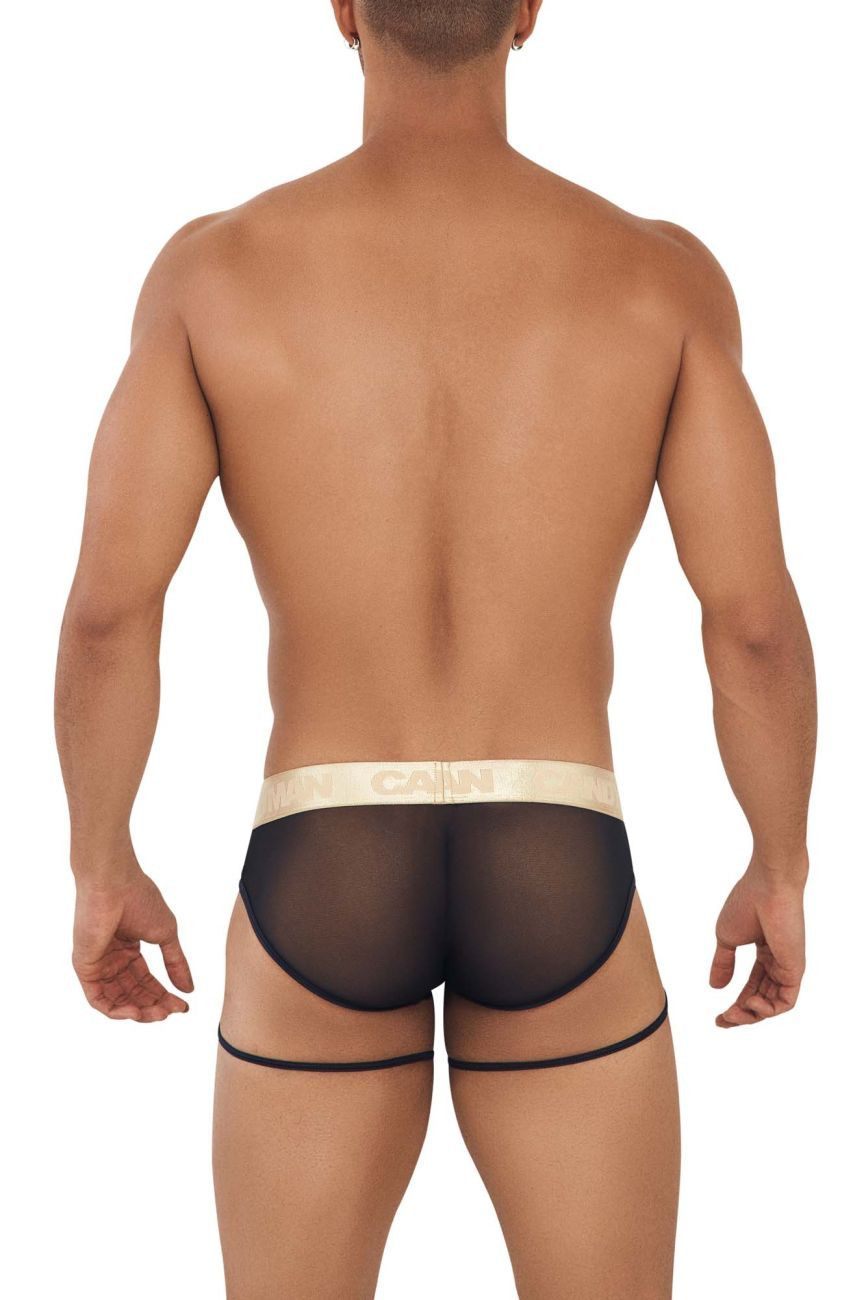CandyMan Black 99722 Garter Mesh Brief
