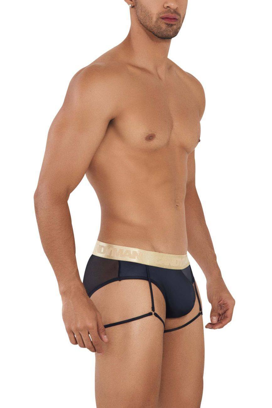 CandyMan Black 99722 Garter Mesh Brief
