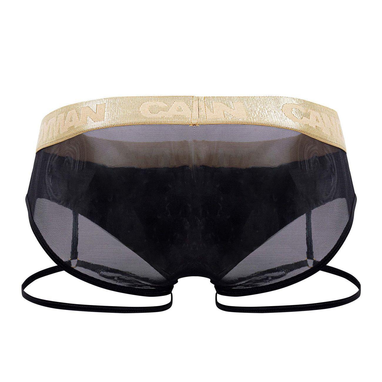 CandyMan Black 99722 Garter Mesh Brief