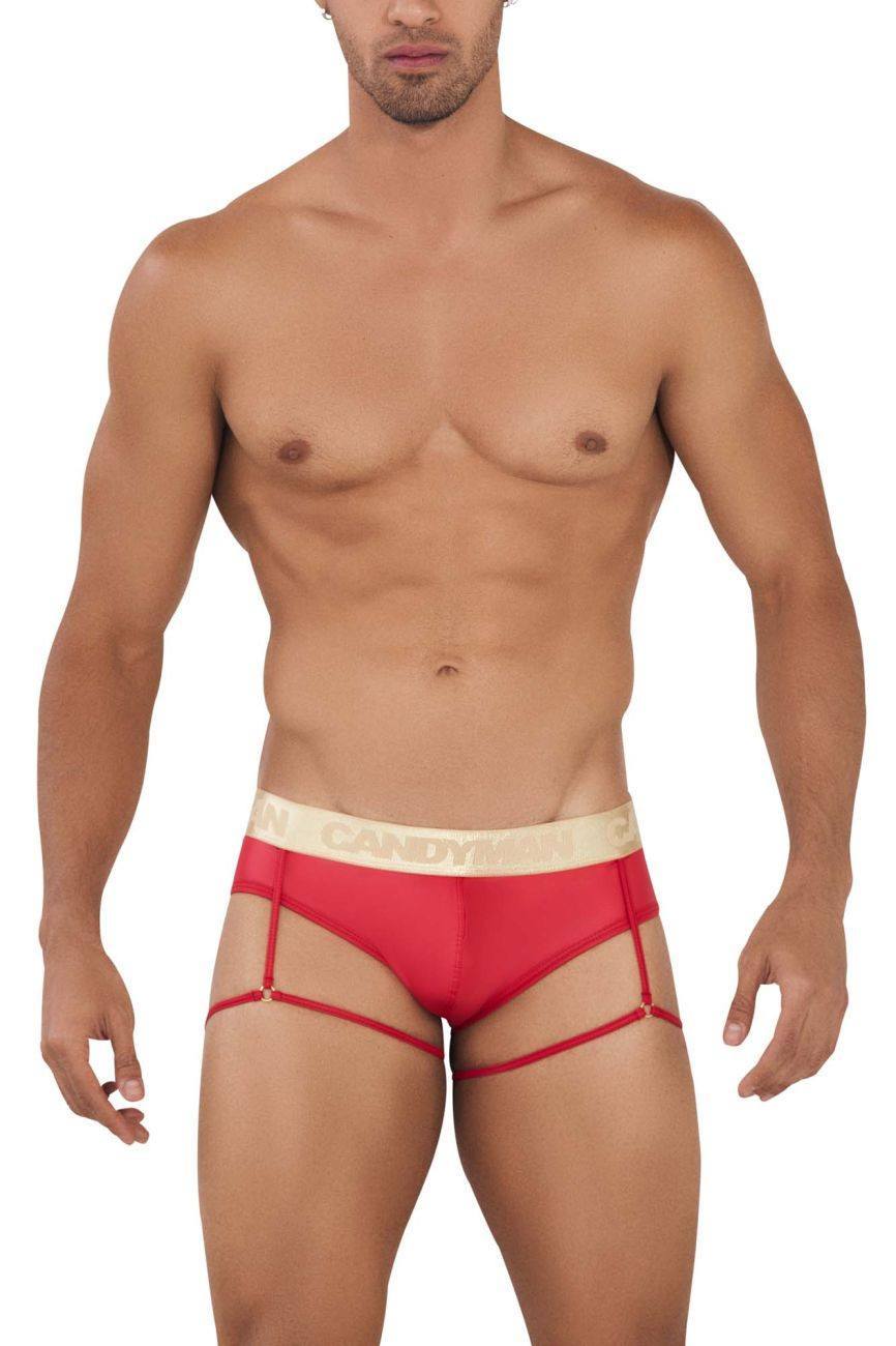 CandyMan Red 99722 Garter Mesh Brief