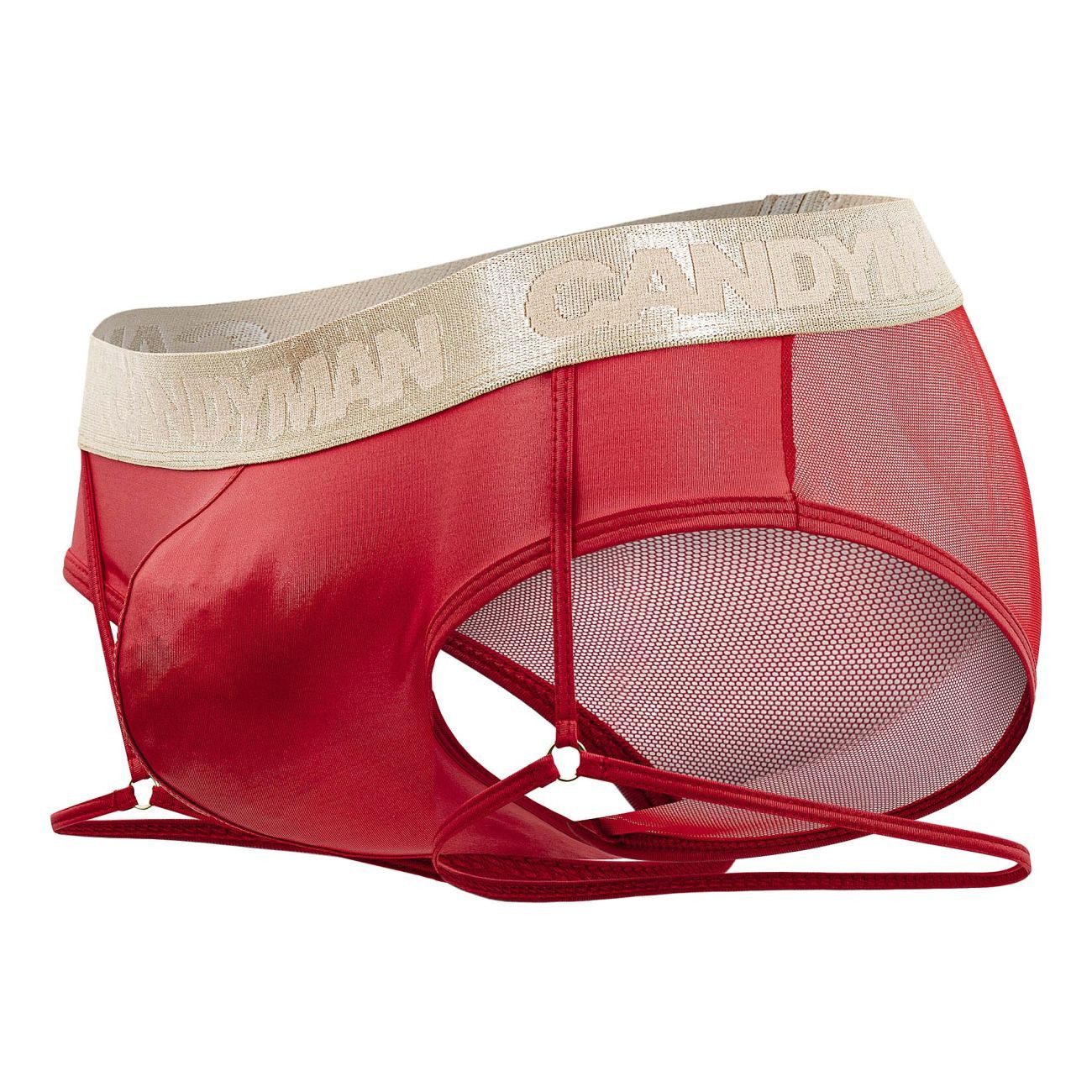 CandyMan Red 99722 Garter Mesh Brief