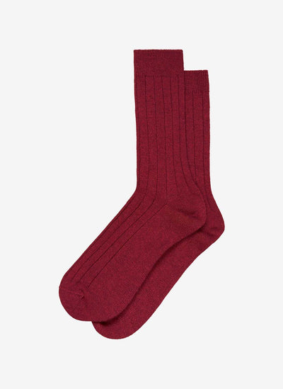 Cashmere Blend Socks Italy Bordeaux Red