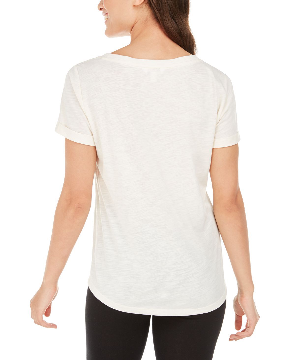 Charter Club Crew Neck Knit Pajama Top Antique White
