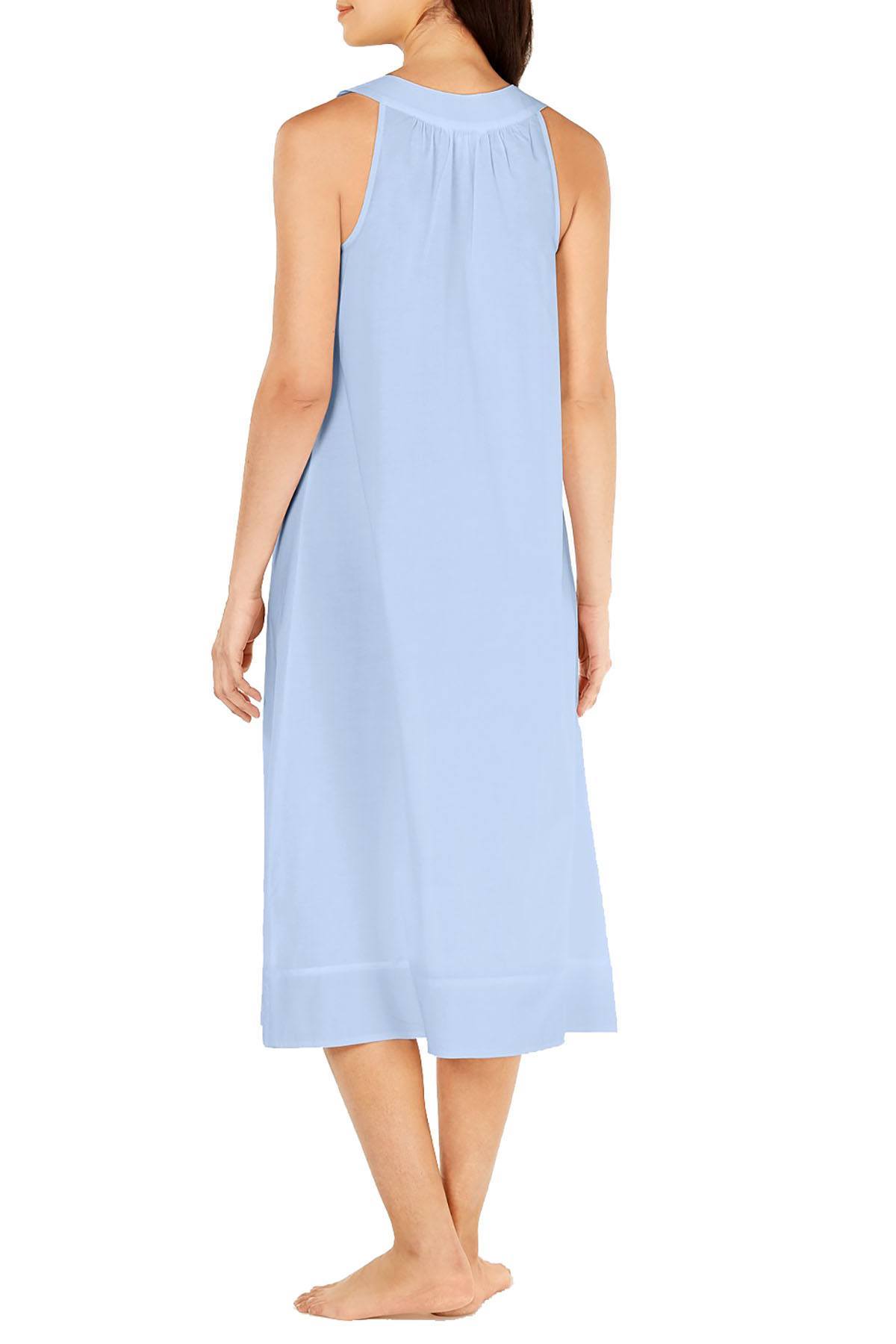 Charter Club Embroidery Detail Long Woven Cotton Nightgown in Misty Morning