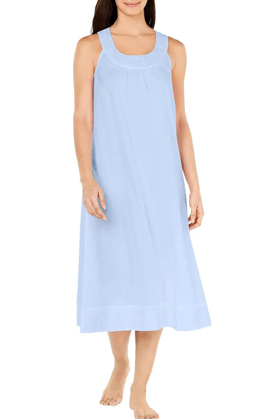 Charter Club Embroidery Detail Long Woven Cotton Nightgown in Misty Morning