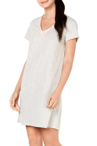 Charter Club Intimates Painted Floral Printed Trim Cotton Knit Sleepshirt