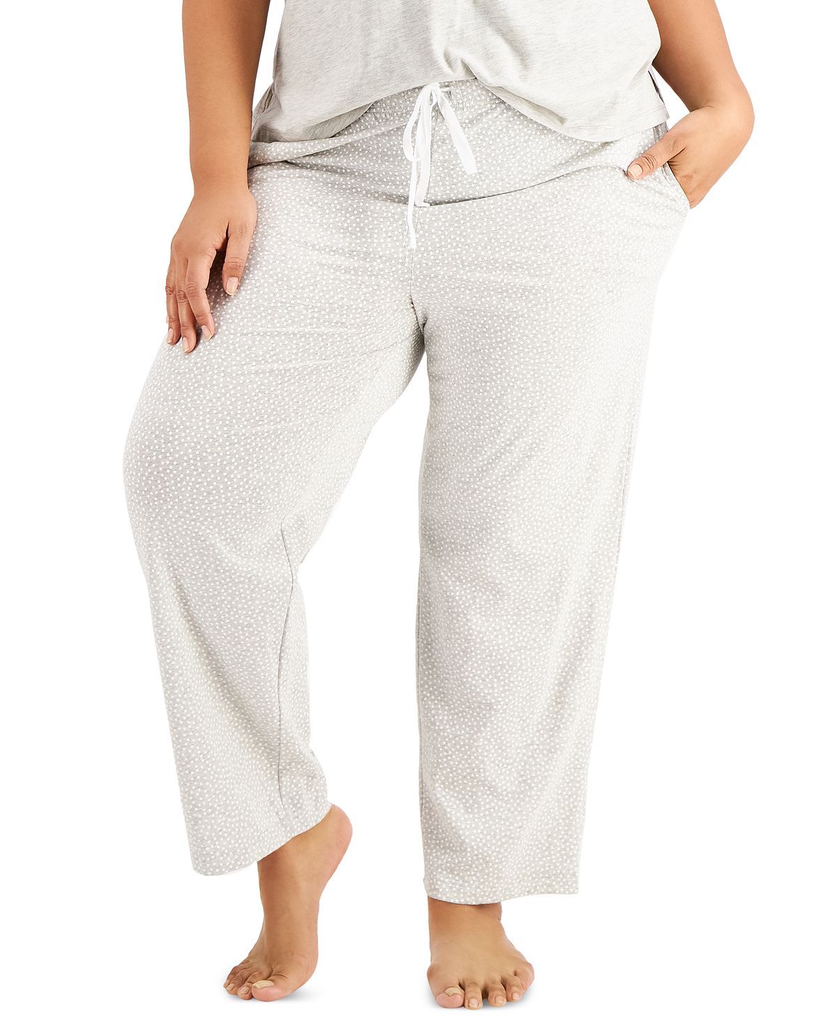 Charter Club Plus Cotton Knit Pajama Pants Dots
