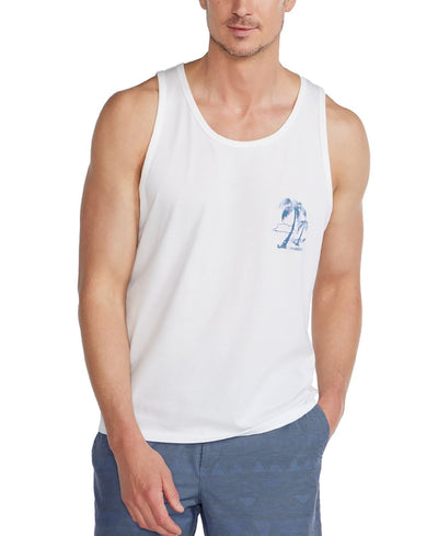 Chubbies the Relaxer Palm Tree Logo Graphic Tank - Pure White