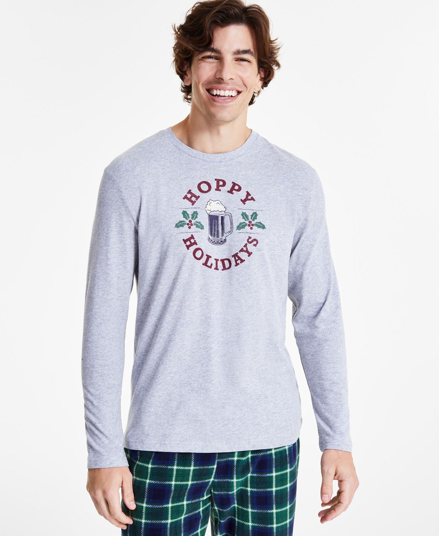 Club Room Plaid Fleece Pajama Top & Pants Set