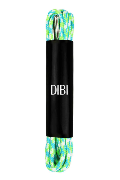 DIBI Bright Green, Blue, & White Dress Shoelaces w/ Silver Aglets