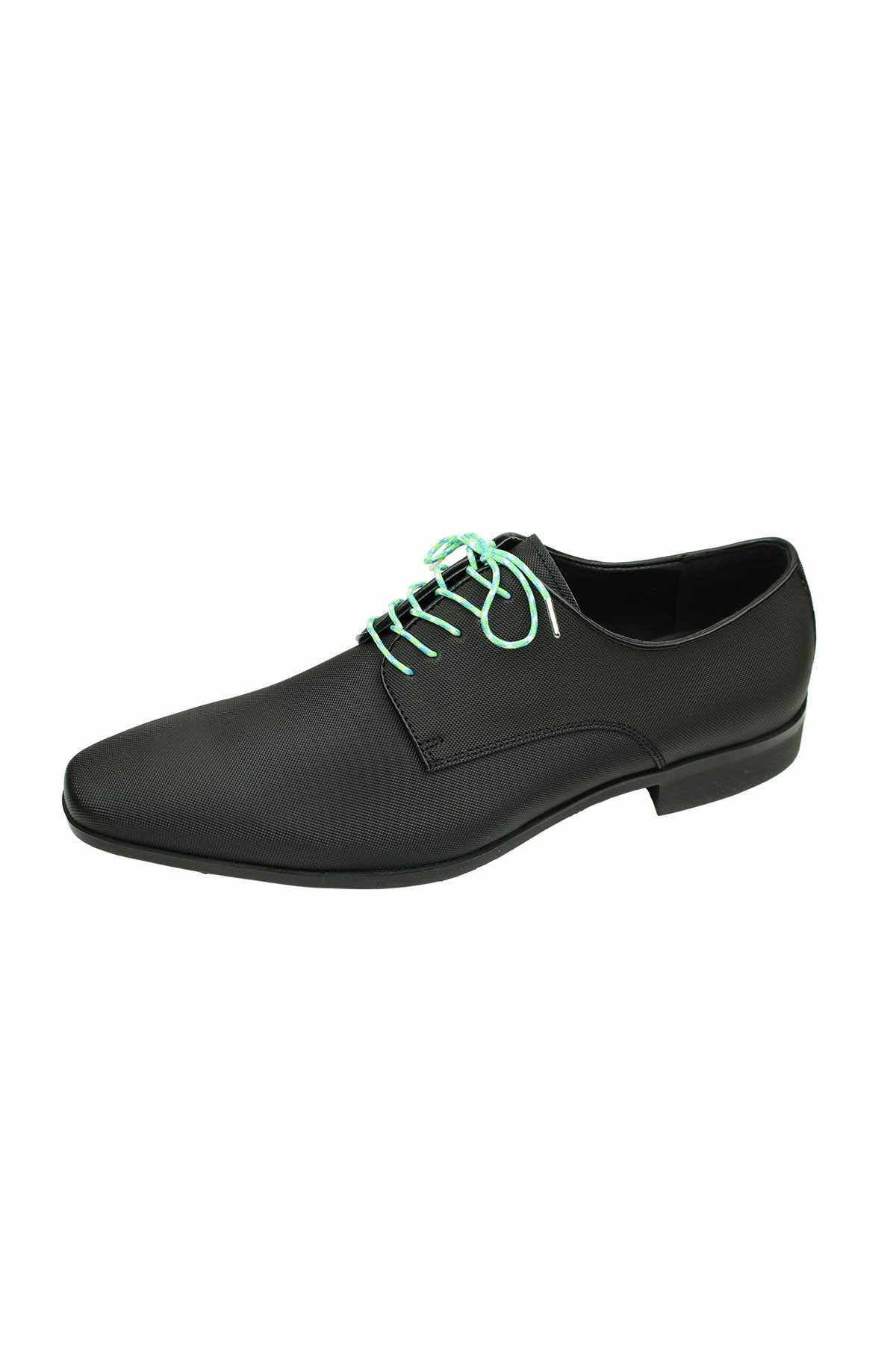 DIBI Bright Green, Blue, & White Dress Shoelaces w/ Silver Aglets