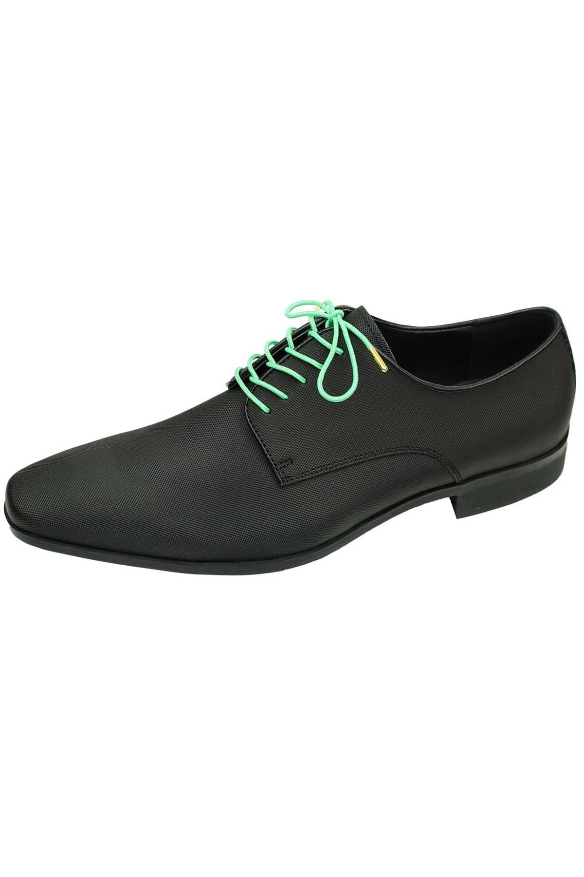 DIBI Bright-Green & Blue Dress Shoelaces w/ Gold Aglets