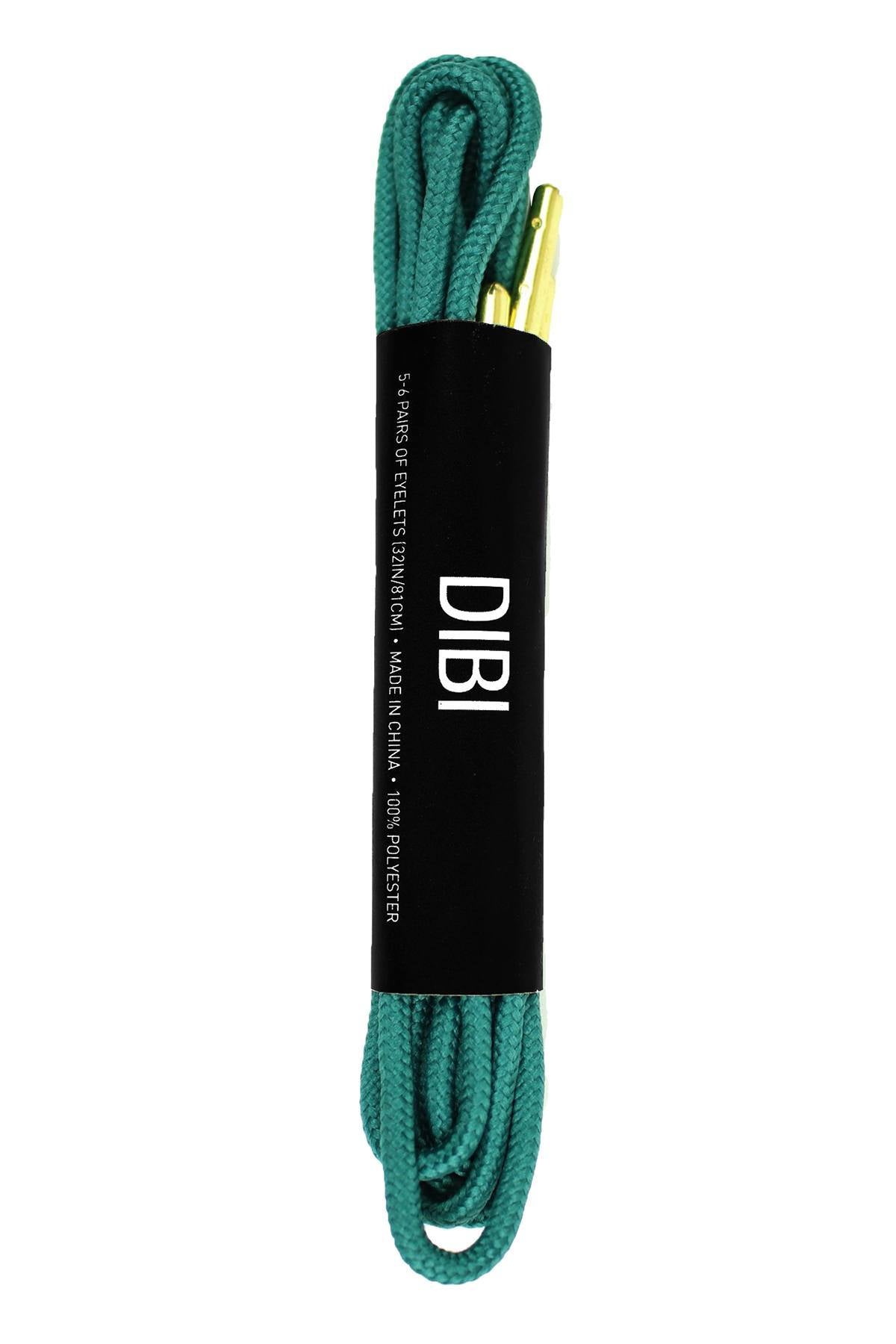 DIBI Solid Spruce-Green Dress Shoelaces w/ Gold Aglets