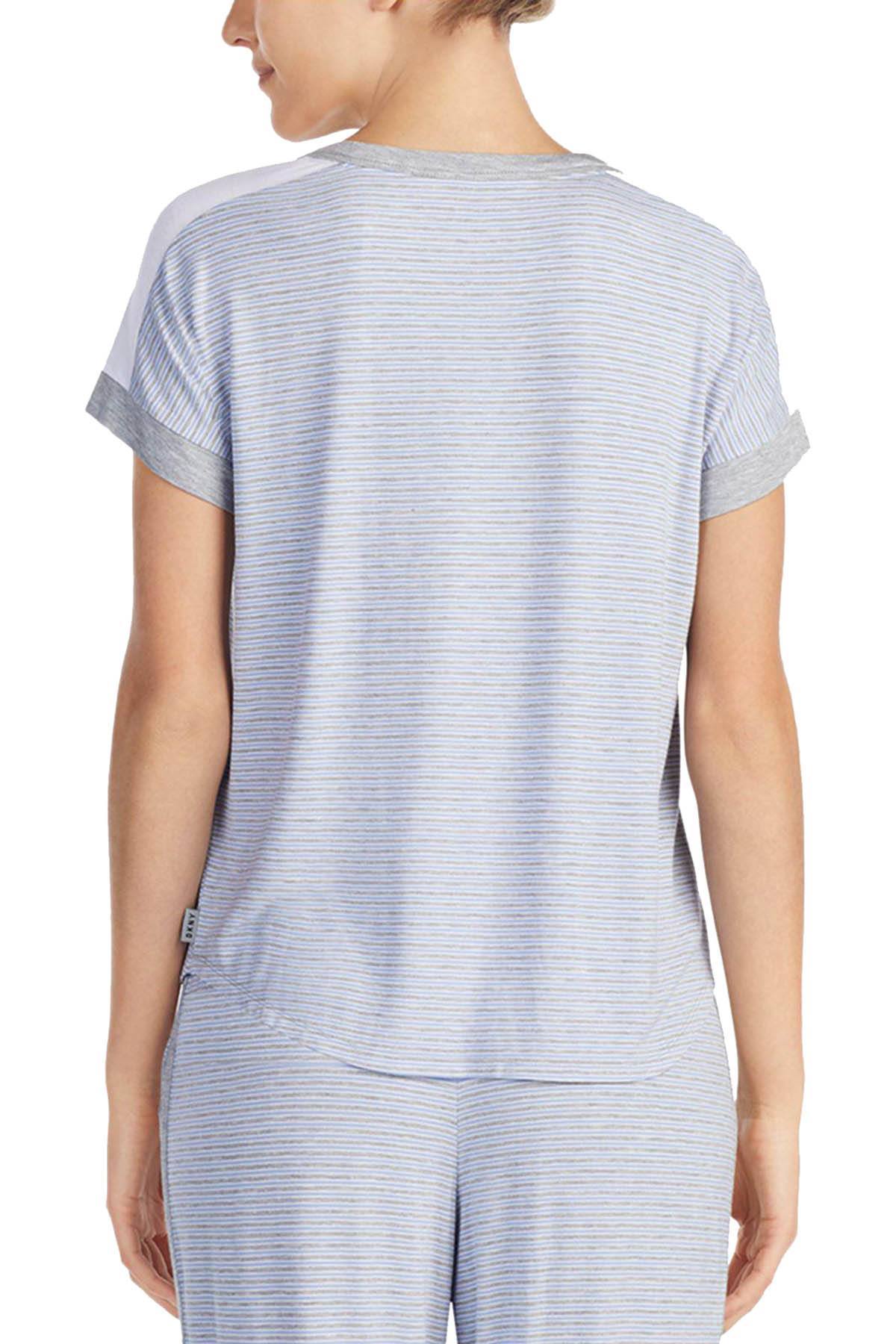 DKNY Heather Stripe Contrast Trim Lounge Tee