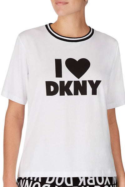 DKNY White/Black Ringer Pajama Tee